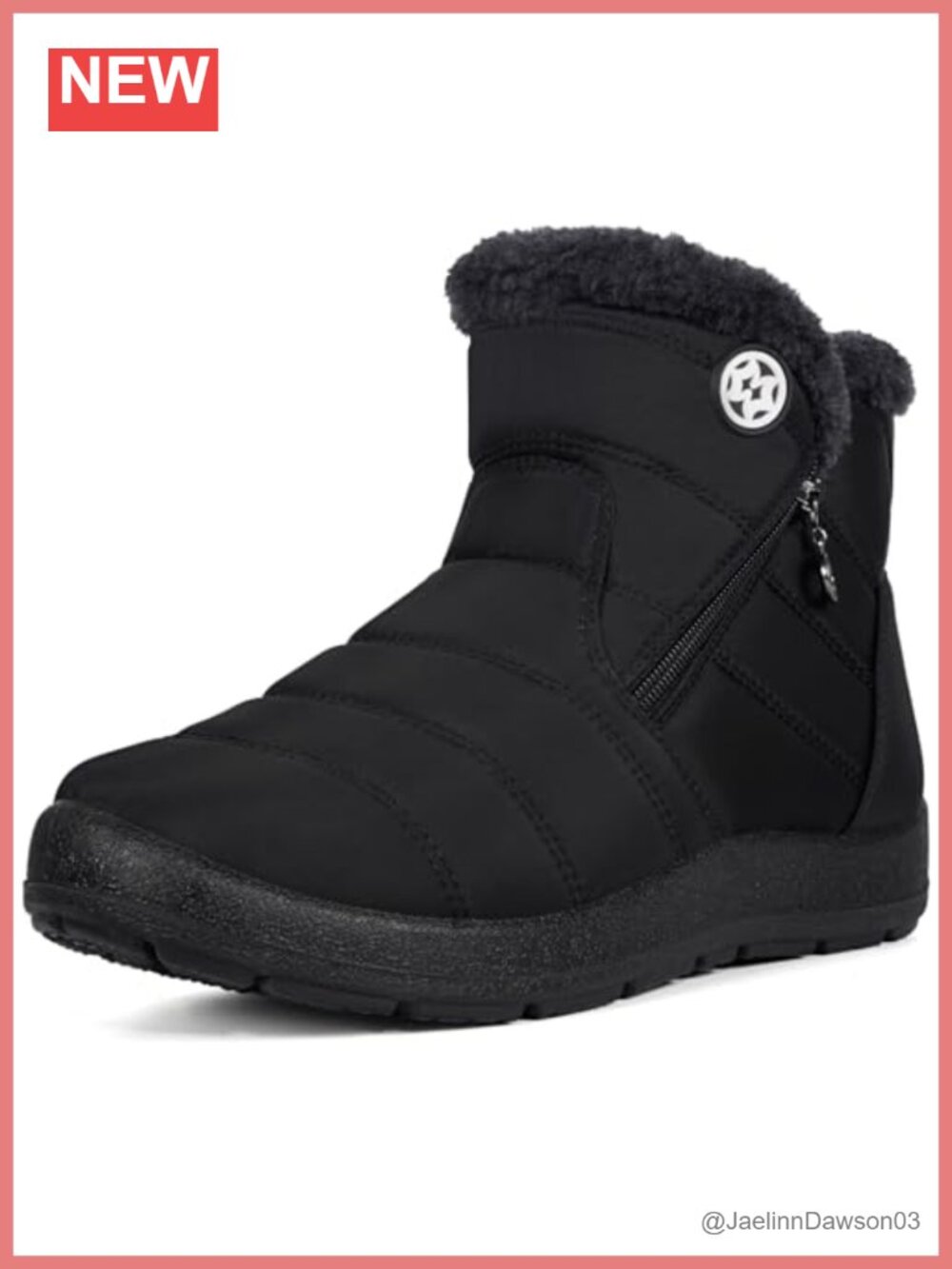 Water Resistant Snow Boots Faux Fur Lined Zip Ankle